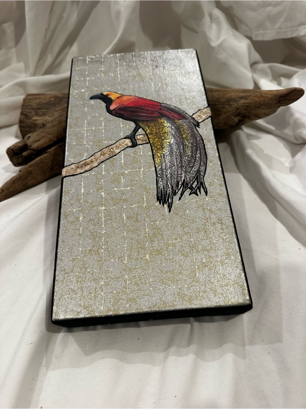Hand-Painted Bird Wall Art Panel by Jacqueline Bevan